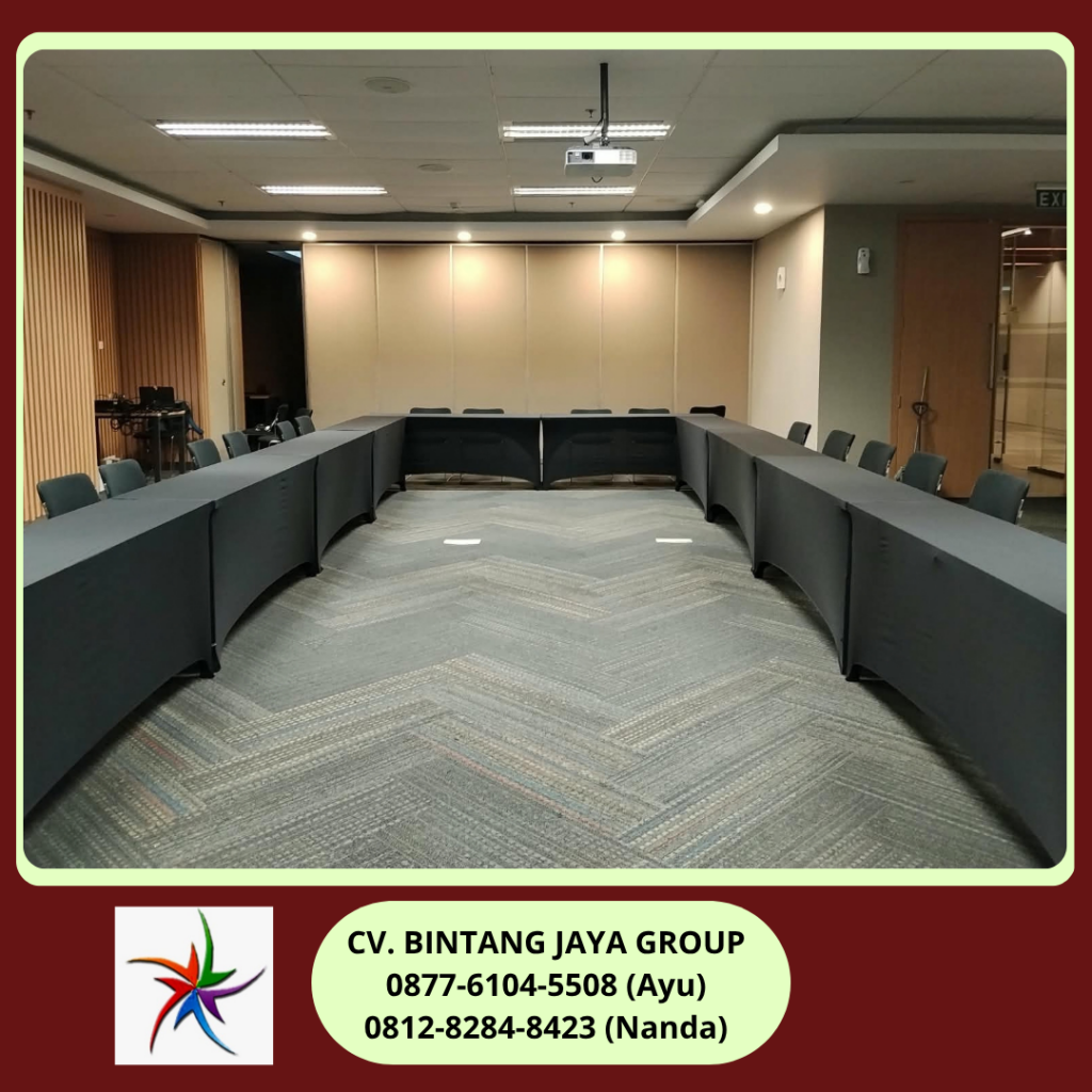 Rental Meja Ibm 180x45cm Cover Hitam Ketat Jakarta