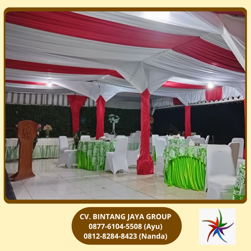 Sewa Kain Dekorasi Serut Warna Merah Putih Bogor