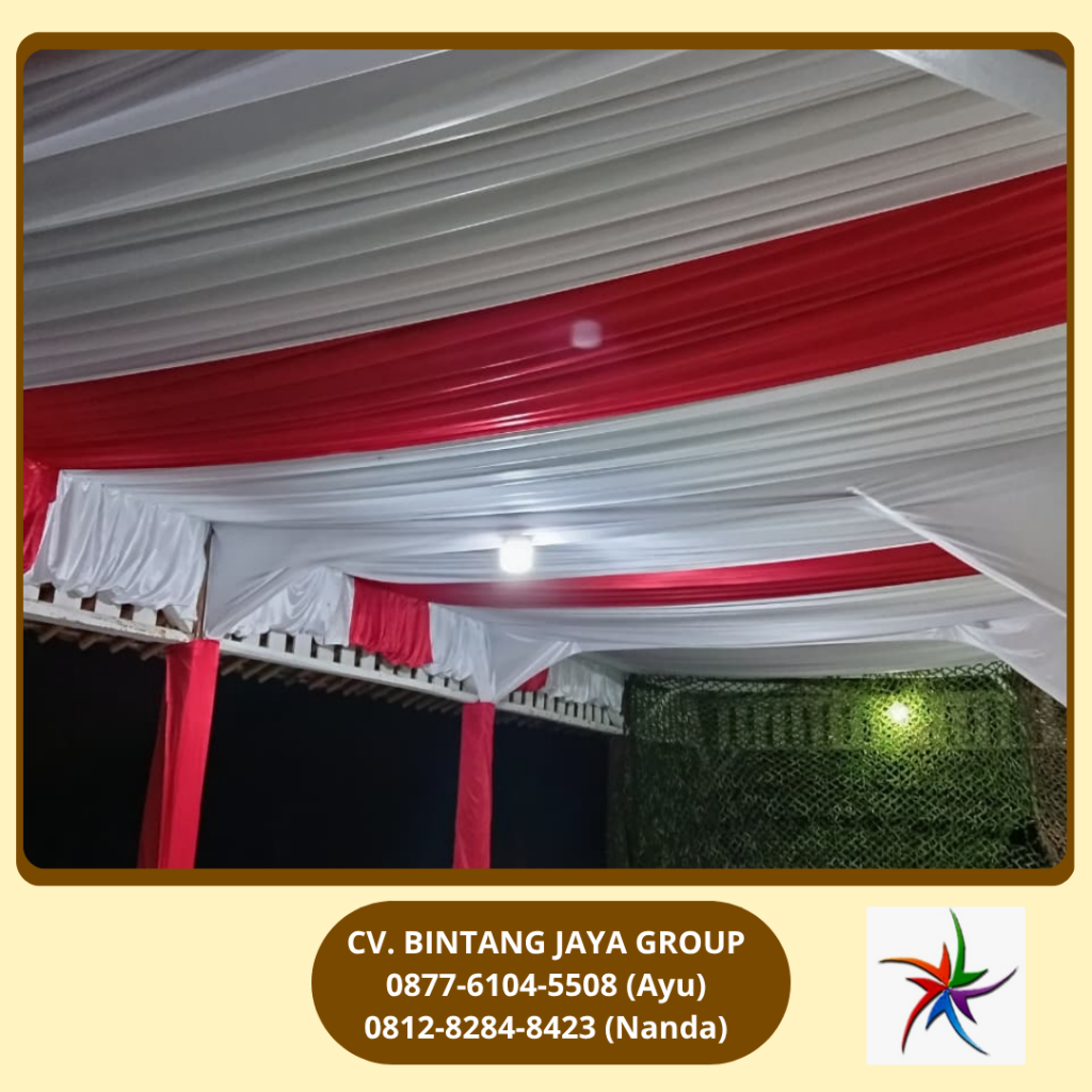 Sewa Kain Dekorasi Serut Warna Merah Putih Bogor