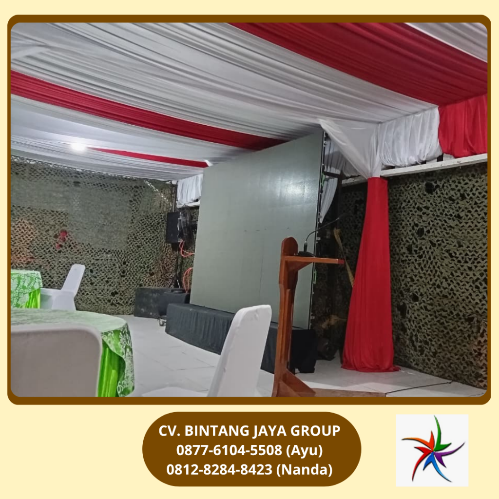 Sewa Kain Dekorasi Serut Warna Merah Putih Bogor