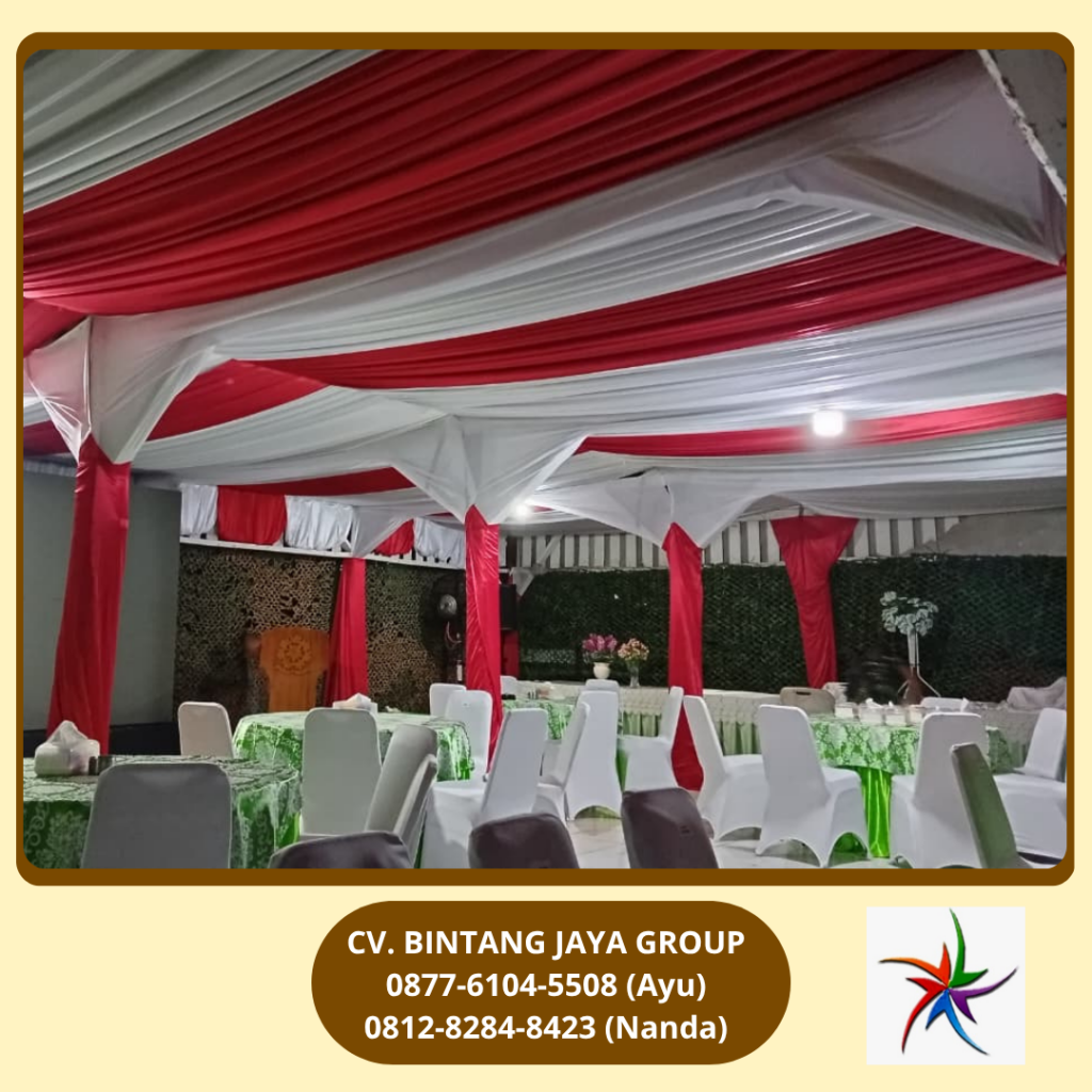 Sewa Kain Dekorasi Serut Warna Merah Putih Bogor